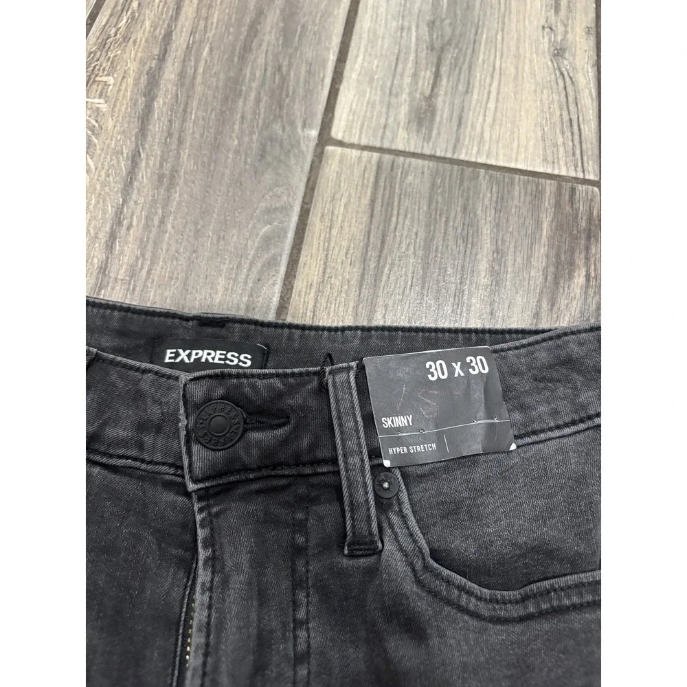 EXPRESS Men's Skinny Hyper Stretch Jeans Black Dark Wash Size 30x30